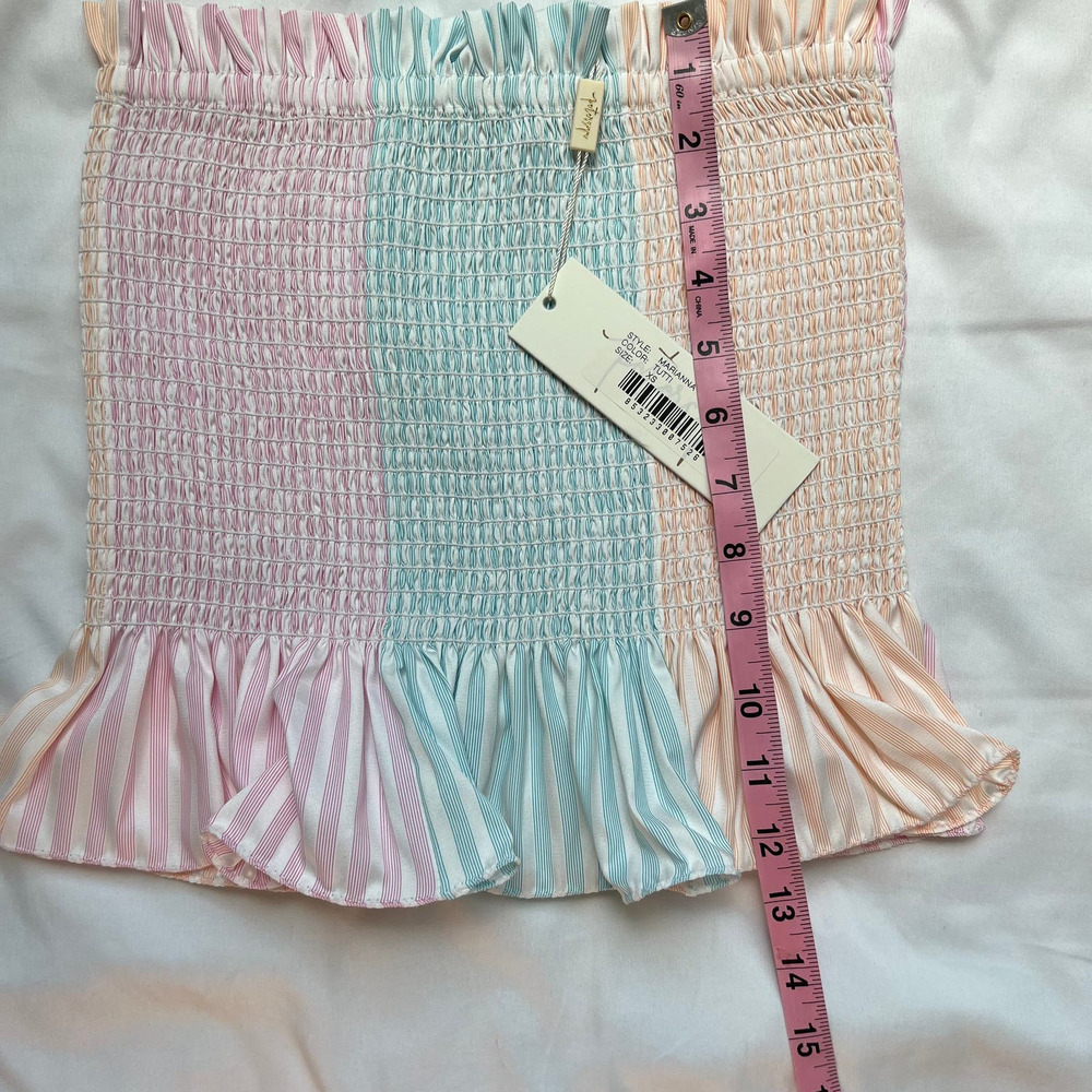 NWT Revolve x Petersyn Marina Tutti Smocked, Ruffle, Cropped Tube Top. - Picture 6 of 8